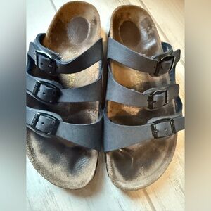 Birkenstock Florida Leather Sandals -size 39 - Made in Germany Navy 3 straps